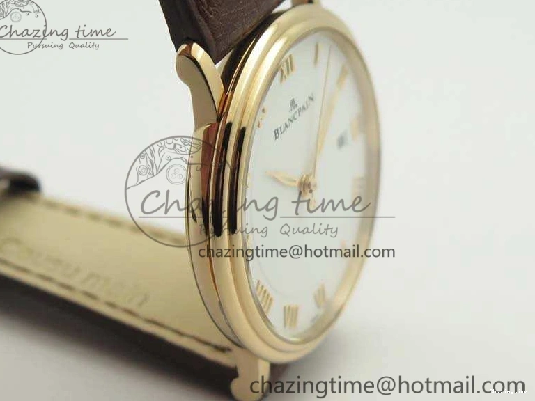 0309 Villeret 6651 RG ZF 1:1 Best Edition White Dial On Brown Leather Strap A Unique 8097